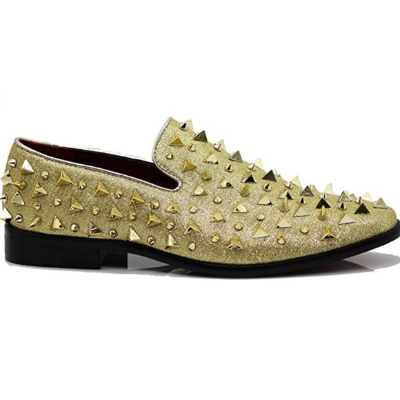 Men\'s Vintage Spike Dress Loafers Slip On Fashion Shoes Classic Tuxedo Dress Sho